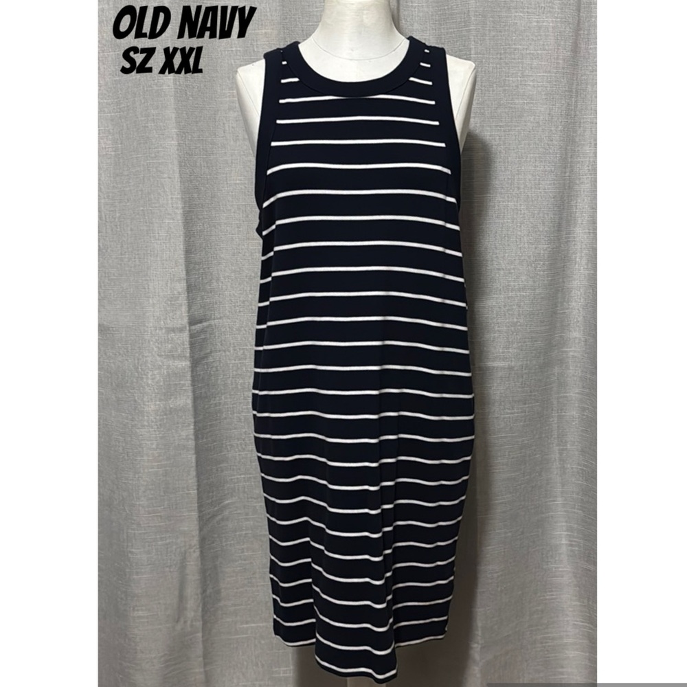 Old Navy-Striped Dress-Sz XXL-Navy/White-Cotton Blend-EUC